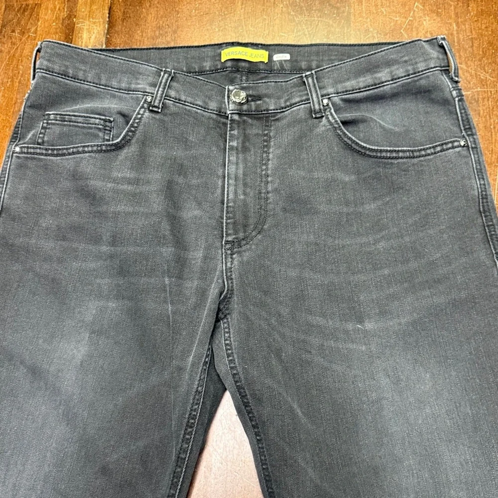 Versace Jeans Regular Fit Mens 36/34 Black Faded Denim Medusa Logo